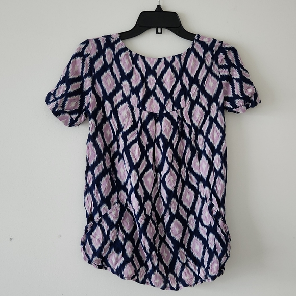 Anthropologie Holding Horses Flowy Diamond Print Blouse Top Purple XS - Picture 2 of 5